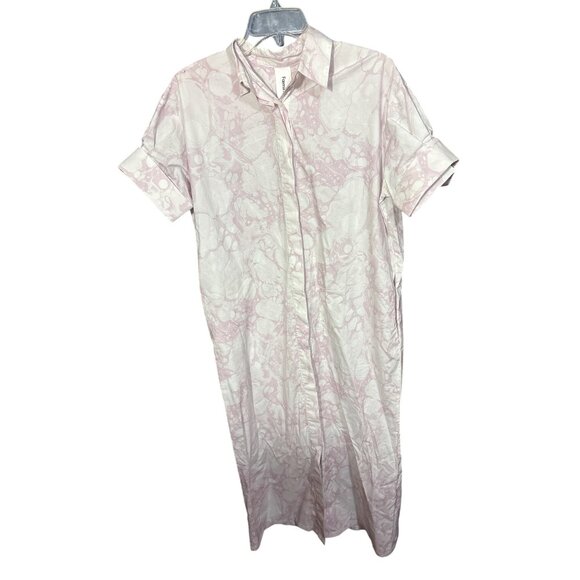 Foemina Womens Organic Cotton Button-Down Shirt Dress Size 8 Marble Pattern Ligh - Picture 1 of 8